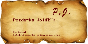 Pozderka Jolán névjegykártya